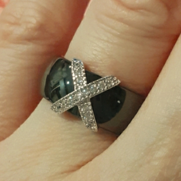 🖤New Ceramic Ring with Bling - Picture 1 of 5